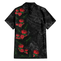 Hawaiian Taro Leaves and Ohia Lehua Family Matching Tank Maxi Dress and Hawaiian Shirt Polynesian Tribal Art Tropical Plants Motifs Grayscale