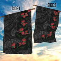 Hawaiian Taro Leaves and Ohia Lehua Garden Flag Polynesian Tribal Art Tropical Plants Motifs Grayscale