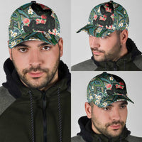 Hawaiian Taro Leaves and Ohia Lehua Classic Cap Polynesian Tribal Art Tropical Plants Motifs Colorful