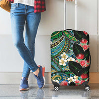 Hawaiian Taro Leaves and Ohia Lehua Luggage Cover Polynesian Tribal Art Tropical Plants Motifs Colorful