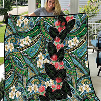 Hawaiian Taro Leaves and Ohia Lehua Quilt Polynesian Tribal Art Tropical Plants Motifs Colorful