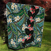 Hawaiian Taro Leaves and Ohia Lehua Quilt Polynesian Tribal Art Tropical Plants Motifs Colorful