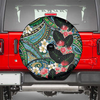 Hawaiian Taro Leaves and Ohia Lehua Spare Tire Cover Polynesian Tribal Art Tropical Plants Motifs Colorful