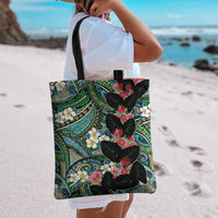 Hawaiian Taro Leaves and Ohia Lehua Tote Bag Polynesian Tribal Art Tropical Plants Motifs Colorful