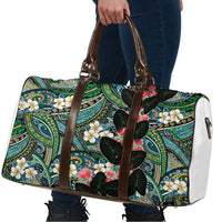 Hawaiian Taro Leaves and Ohia Lehua Travel Bag Polynesian Tribal Art Tropical Plants Motifs Colorful
