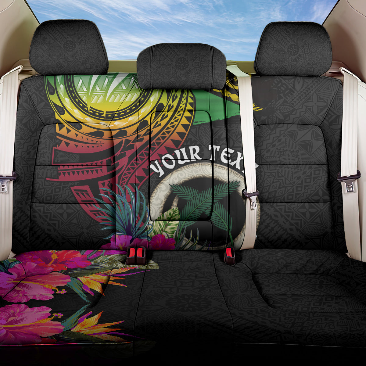 Personalised Vanuatu 44th Anniversary Back Car Seat Cover Boars Tusk Tugeta Yumi Selebretem Indipendens Dei LT03