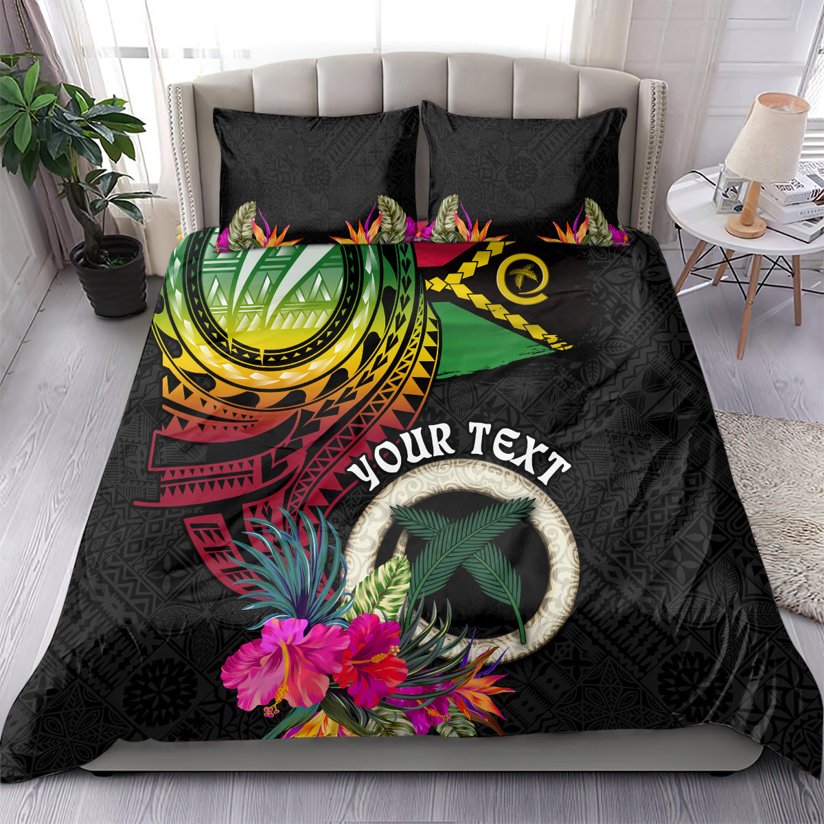 Vanuatu 44th Anniversary Bedding Set Boars Tusk Tugeta Yumi Selebretem Indipendens Dei