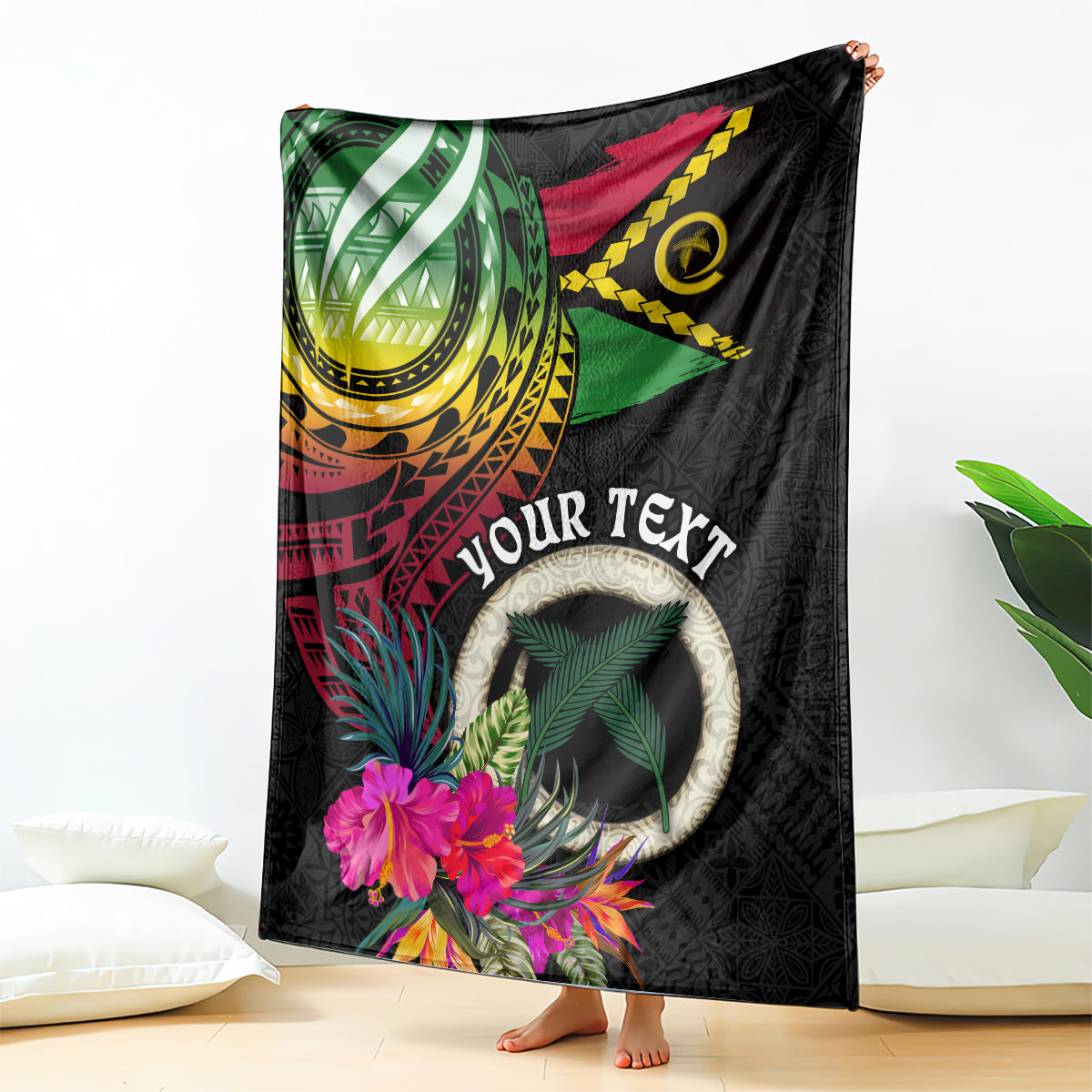 Personalised Vanuatu 44th Anniversary Blanket Boars Tusk Tugeta Yumi Selebretem Indipendens Dei LT03 - Polynesian Pride