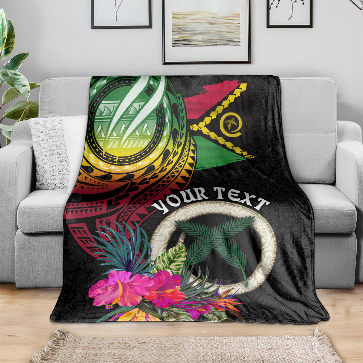 Personalised Vanuatu 44th Anniversary Blanket Boars Tusk Tugeta Yumi Selebretem Indipendens Dei LT03 - Polynesian Pride