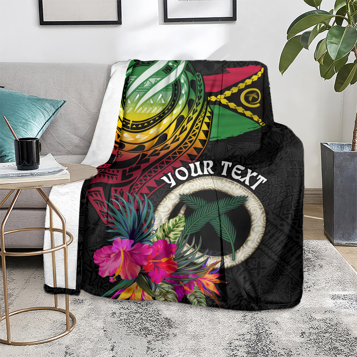 Personalised Vanuatu 44th Anniversary Blanket Boars Tusk Tugeta Yumi Selebretem Indipendens Dei LT03 - Polynesian Pride