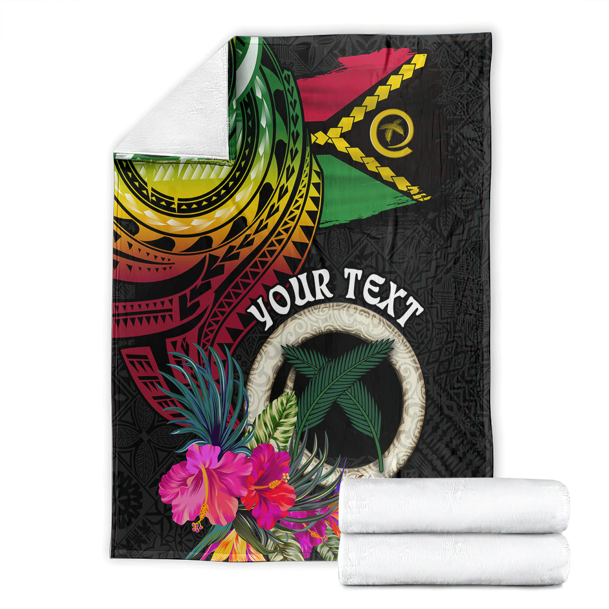 Personalised Vanuatu 44th Anniversary Blanket Boars Tusk Tugeta Yumi Selebretem Indipendens Dei LT03 - Polynesian Pride