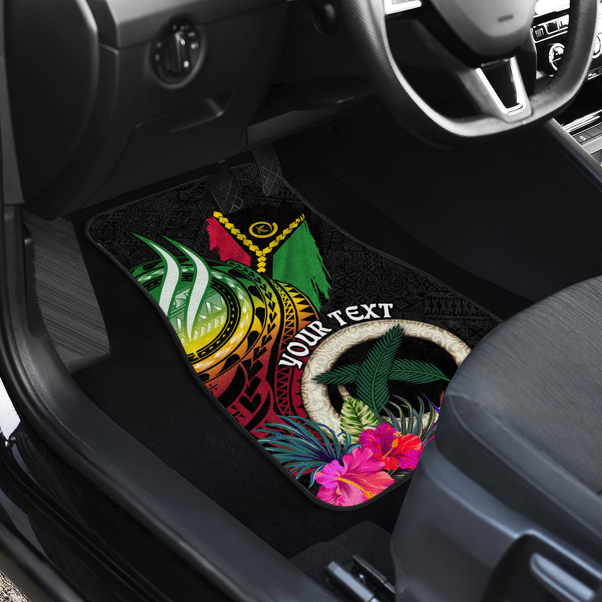 Personalised Vanuatu 44th Anniversary Car Mats Boars Tusk Tugeta Yumi Selebretem Indipendens Dei LT03 - Polynesian Pride