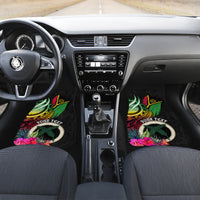 Personalised Vanuatu 44th Anniversary Car Mats Boars Tusk Tugeta Yumi Selebretem Indipendens Dei LT03 Set 2pcs - Front Black - Polynesian Pride