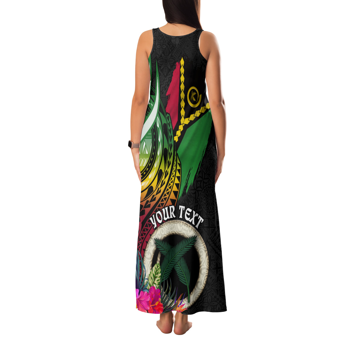 Vanuatu 44th Anniversary Family Matching Tank Maxi Dress and Hawaiian Shirt Boars Tusk Tugeta Yumi Selebretem Indipendens Dei