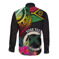 Vanuatu 44th Anniversary Long Sleeve Button Shirt Boars Tusk Tugeta Yumi Selebretem Indipendens Dei