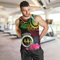 Personalised Vanuatu 44th Anniversary Men Tank Top Boars Tusk Tugeta Yumi Selebretem Indipendens Dei LT03 Black - Polynesian Pride