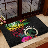 Personalised Vanuatu 44th Anniversary Rubber Doormat Boars Tusk Tugeta Yumi Selebretem Indipendens Dei LT03 - Polynesian Pride