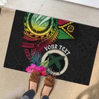 Personalised Vanuatu 44th Anniversary Rubber Doormat Boars Tusk Tugeta Yumi Selebretem Indipendens Dei LT03 - Polynesian Pride