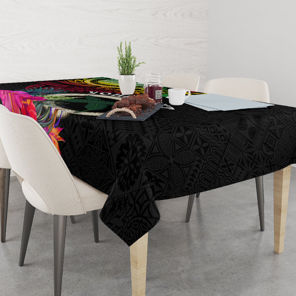 Personalised Vanuatu 44th Anniversary Tablecloth Boars Tusk Tugeta Yumi Selebretem Indipendens Dei LT03 - Polynesian Pride