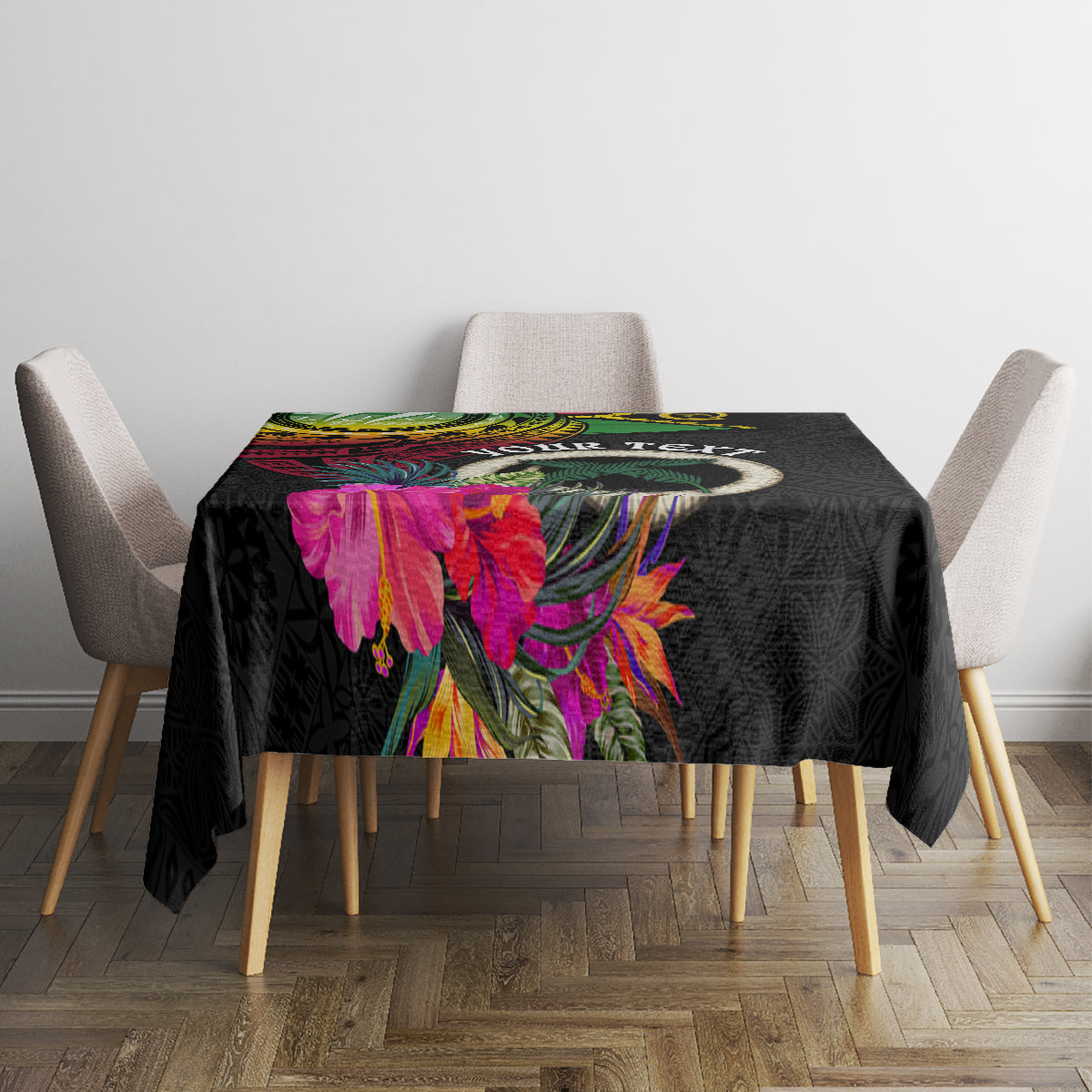 Personalised Vanuatu 44th Anniversary Tablecloth Boars Tusk Tugeta Yumi Selebretem Indipendens Dei LT03 - Polynesian Pride