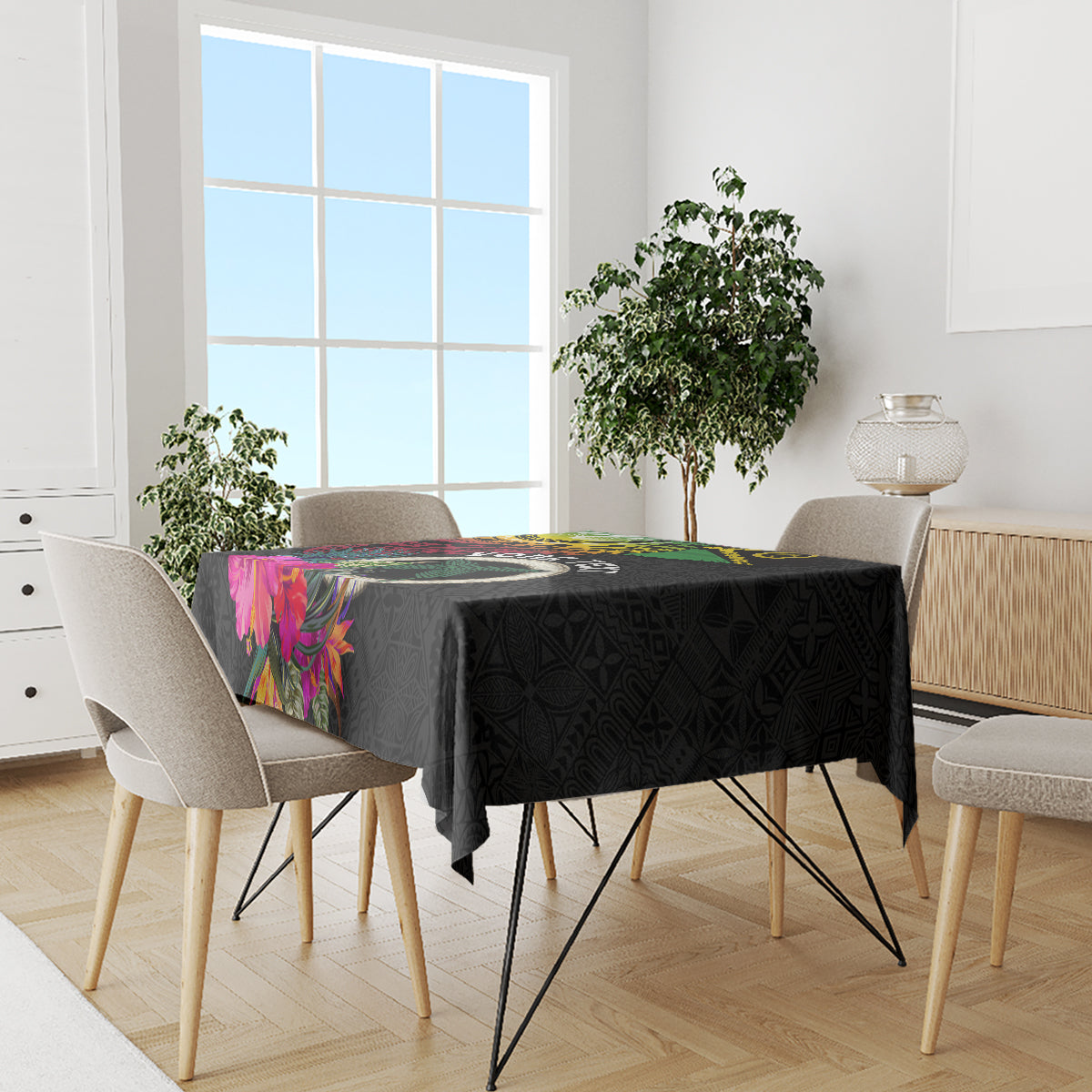 Personalised Vanuatu 44th Anniversary Tablecloth Boars Tusk Tugeta Yumi Selebretem Indipendens Dei LT03 - Polynesian Pride