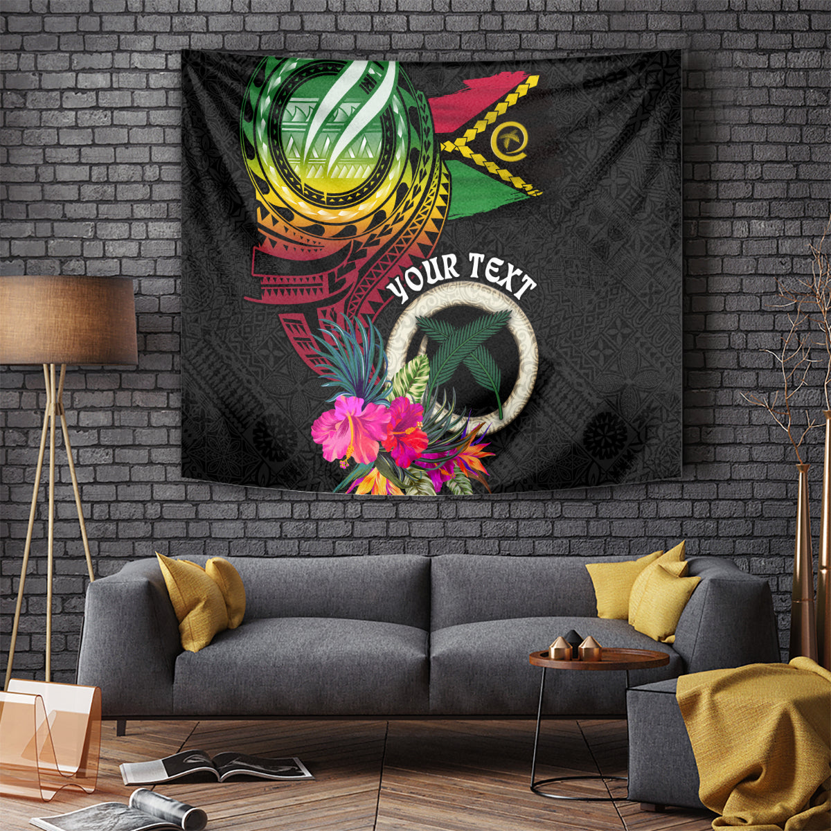 Personalised Vanuatu 44th Anniversary Tapestry Boars Tusk Tugeta Yumi Selebretem Indipendens Dei LT03 - Polynesian Pride