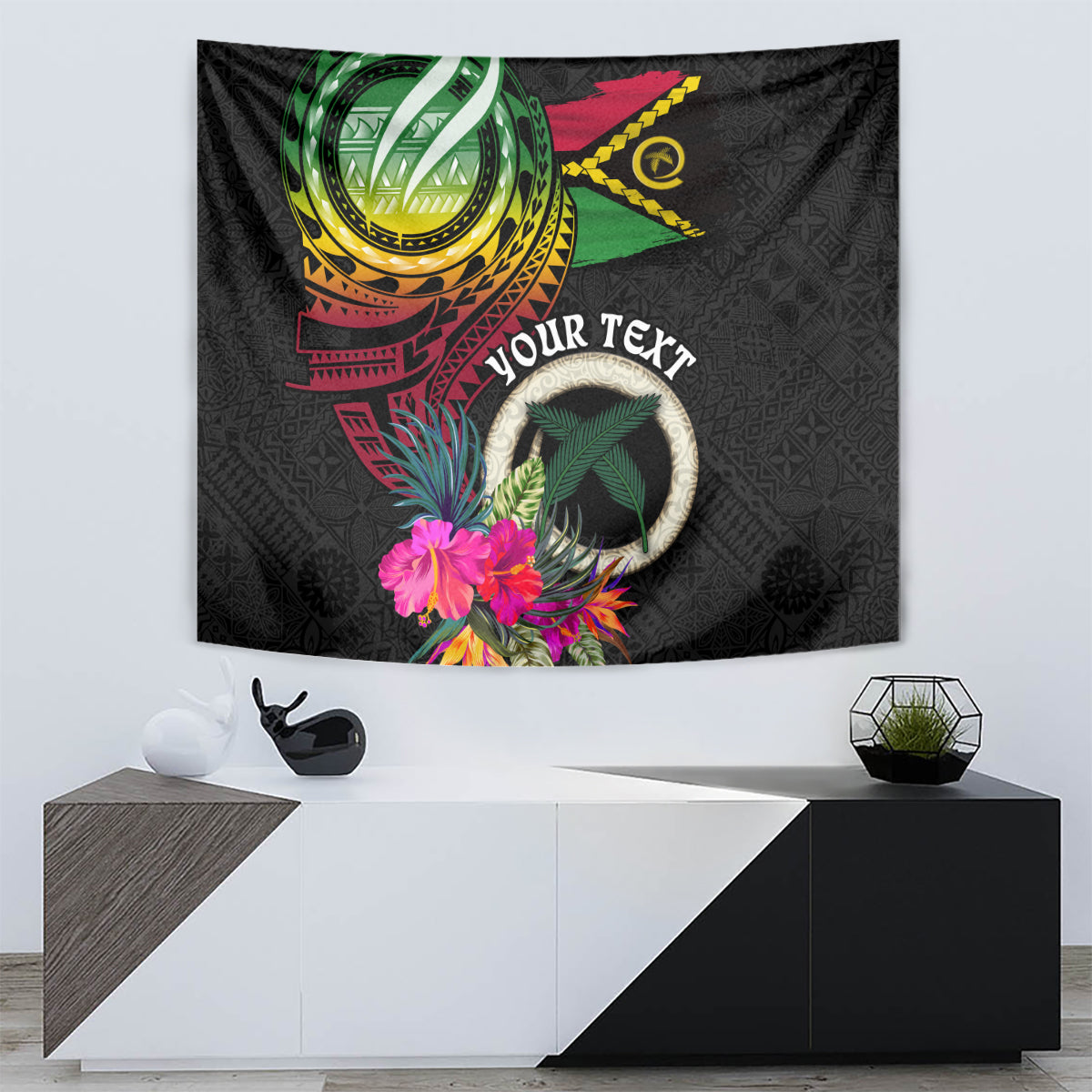 Personalised Vanuatu 44th Anniversary Tapestry Boars Tusk Tugeta Yumi Selebretem Indipendens Dei LT03 - Polynesian Pride