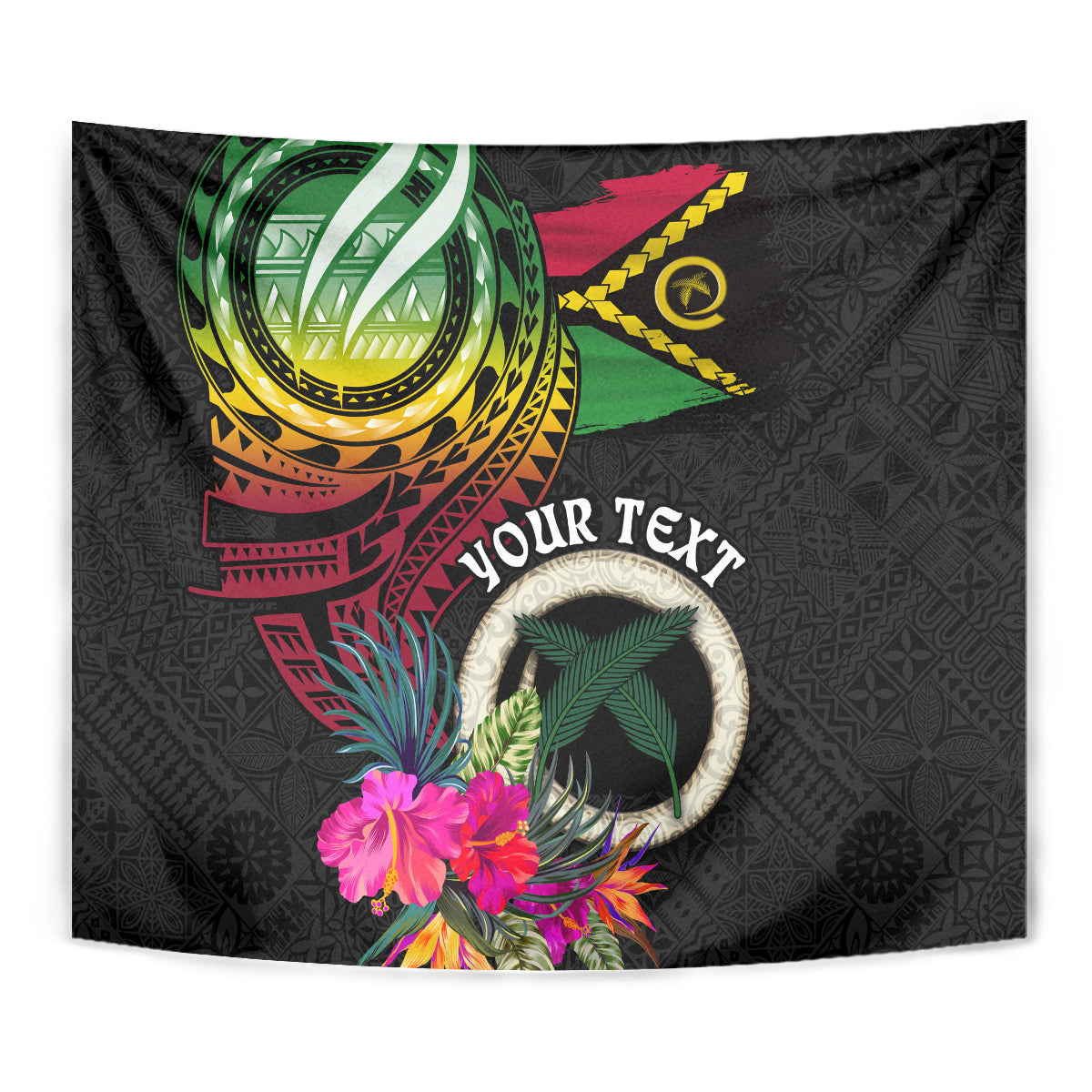 Personalised Vanuatu 44th Anniversary Tapestry Boars Tusk Tugeta Yumi Selebretem Indipendens Dei LT03 - Polynesian Pride