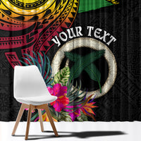Personalised Vanuatu 44th Anniversary Window Curtain Boars Tusk Tugeta Yumi Selebretem Indipendens Dei LT03 - Polynesian Pride