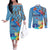 Fiji Day Couples Matching Off The Shoulder Long Sleeve Dress and Long Sleeve Button Shirt Tagimoucia Flower and Melanesia Pattern