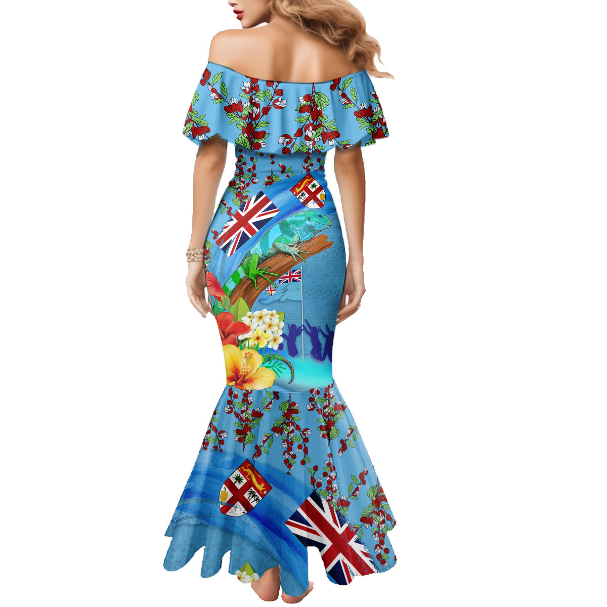 Fiji Day Family Matching Mermaid Dress and Hawaiian Shirt Tagimoucia Flower and Melanesia Pattern