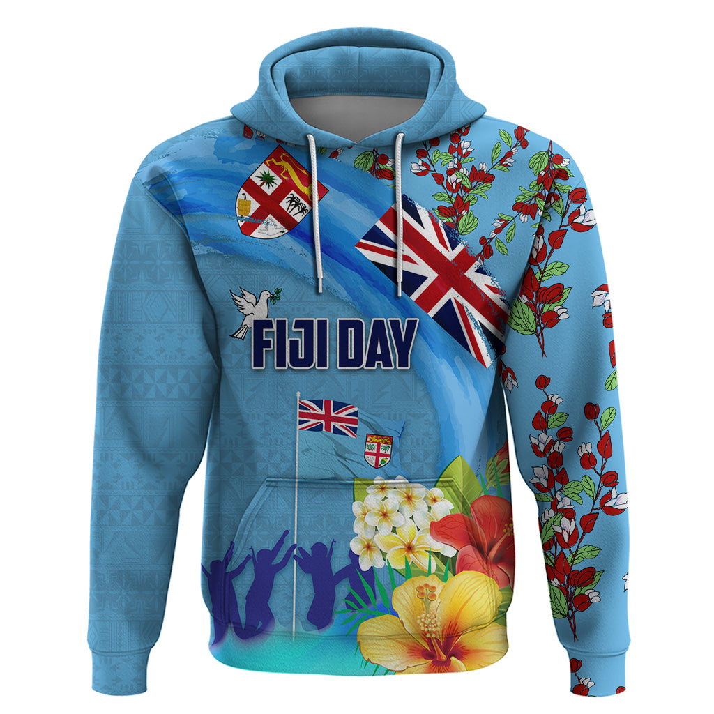 Fiji Day Hoodie Tagimoucia Flower and Melanesia Pattern