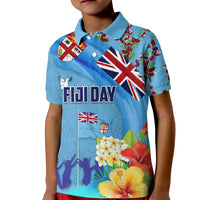 Fiji Day Kid Polo Shirt Tagimoucia Flower and Melanesia Pattern