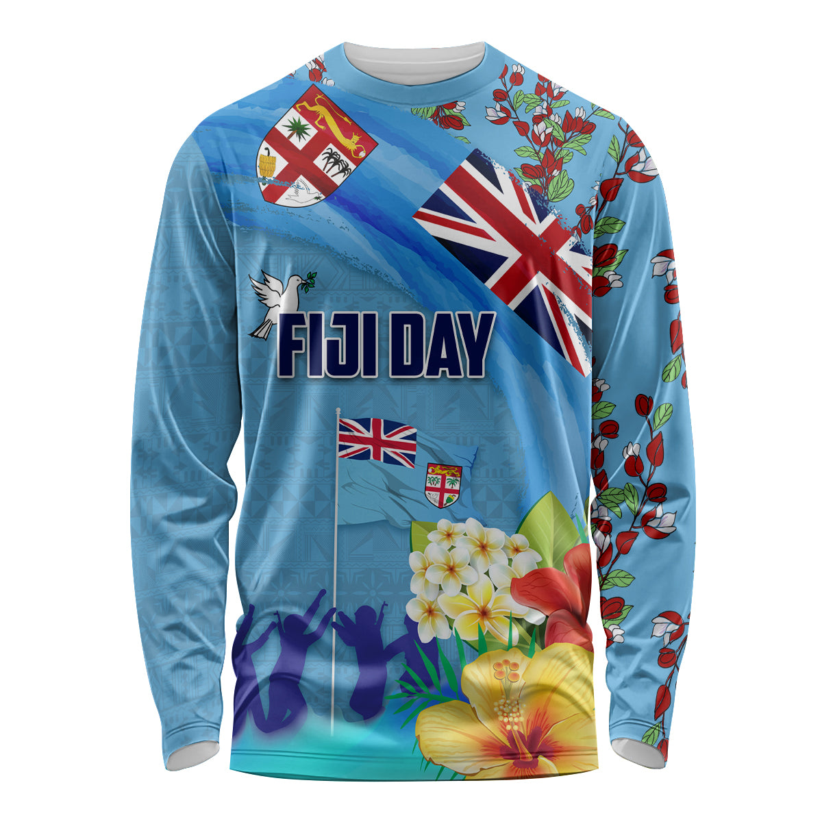 Fiji Day Long Sleeve Shirt Tagimoucia Flower and Melanesia Pattern