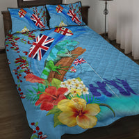 Fiji Day Quilt Bed Set Tagimoucia Flower and Melanesia Pattern