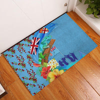 Fiji Day Rubber Doormat Tagimoucia Flower and Melanesia Pattern