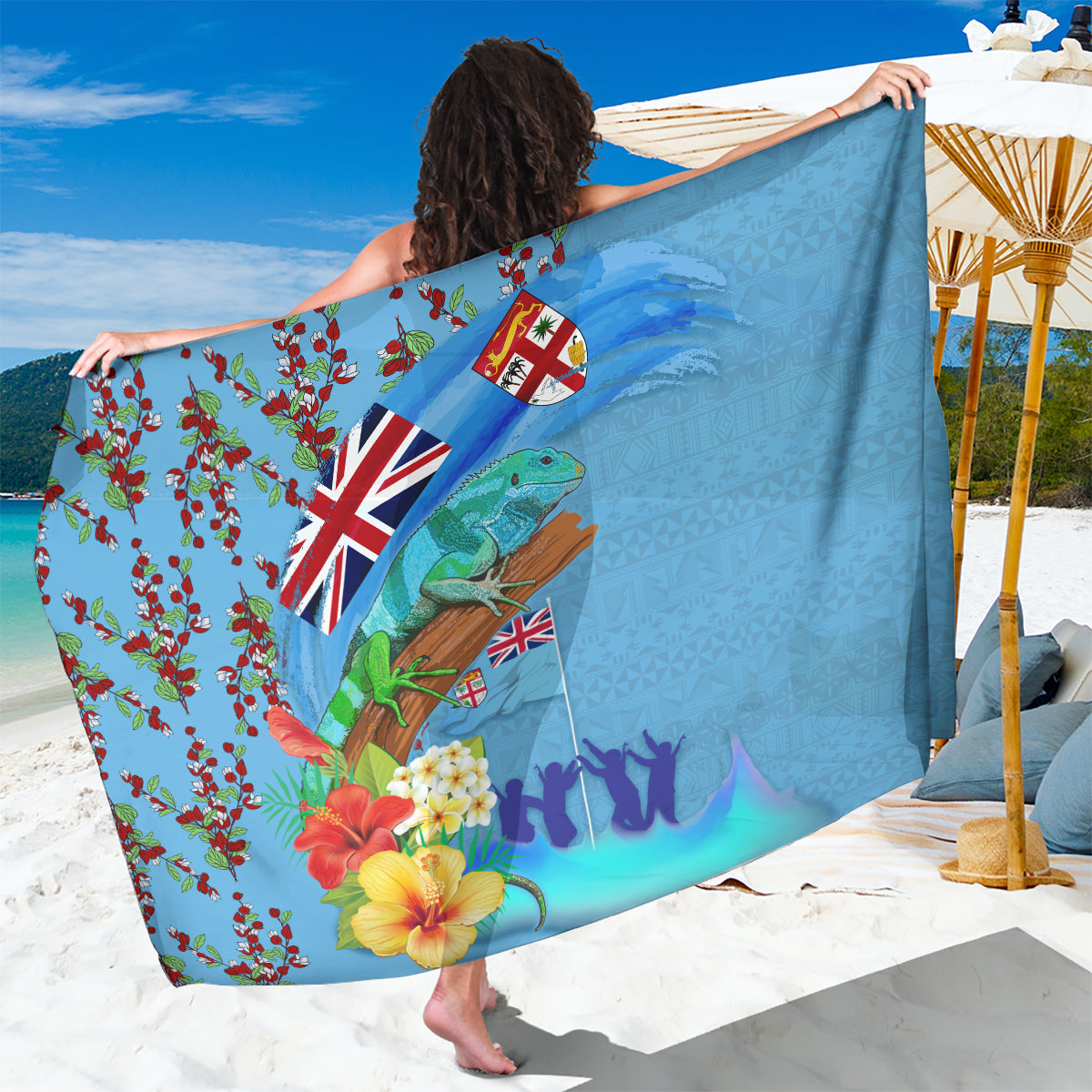 Fiji Day Sarong Tagimoucia Flower and Melanesia Pattern