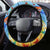 Fiji Day Steering Wheel Cover Tagimoucia Flower and Melanesia Pattern