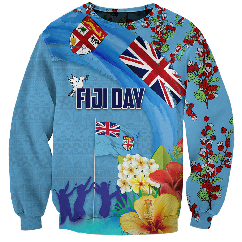 Fiji Day Sweatshirt Tagimoucia Flower and Melanesia Pattern