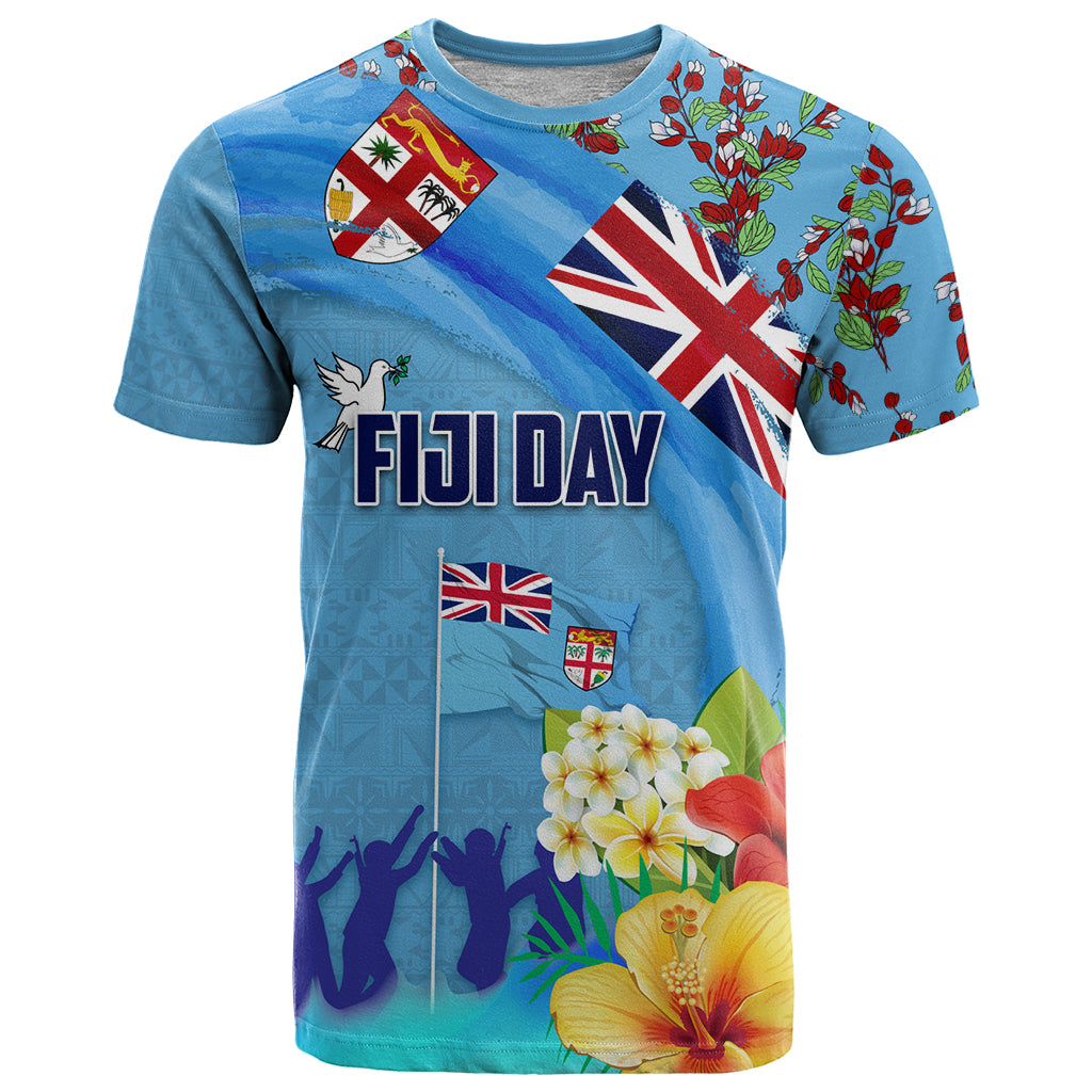 Fiji Day T Shirt Tagimoucia Flower and Melanesia Pattern