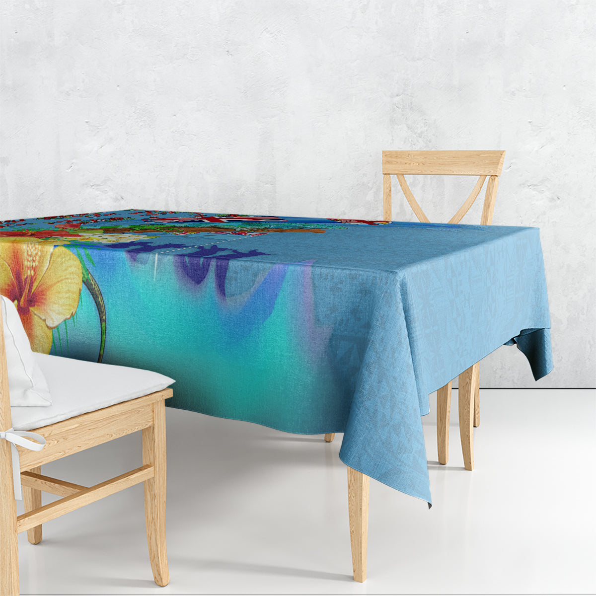 Fiji Day Tablecloth Tagimoucia Flower and Melanesia Pattern