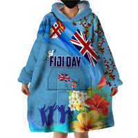 Fiji Day Wearable Blanket Hoodie Tagimoucia Flower and Melanesia Pattern