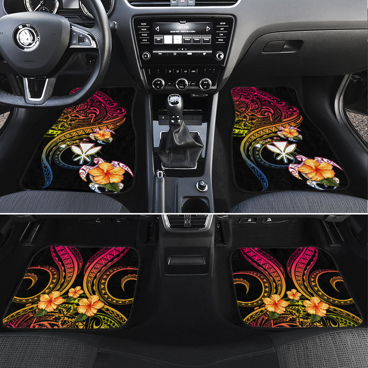 Polynesia Hawaii Turtle Day Car Mats Hibiscus and Kanaka Maoli