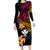 Polynesia Hawaii Turtle Day Long Sleeve Bodycon Dress Hibiscus and Kanaka Maoli