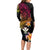 Polynesia Hawaii Turtle Day Long Sleeve Bodycon Dress Hibiscus and Kanaka Maoli