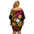 Polynesia Hawaii Turtle Day Off Shoulder Short Dress Hibiscus and Kanaka Maoli