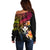 Polynesia Hawaii Turtle Day Off Shoulder Sweater Hibiscus and Kanaka Maoli