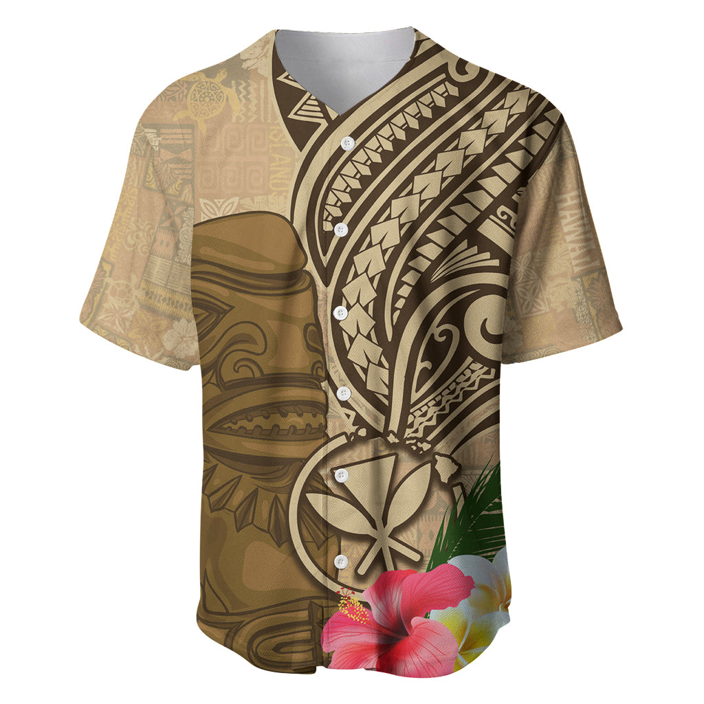 Hawaii Kanaloa Tiki Baseball Jersey Polynesian Tattoo and Tapa Pattern