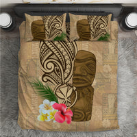 Hawaii Kanaloa Tiki Bedding Set Polynesian Tattoo and Tapa Pattern LT03 Beige - Polynesian Pride