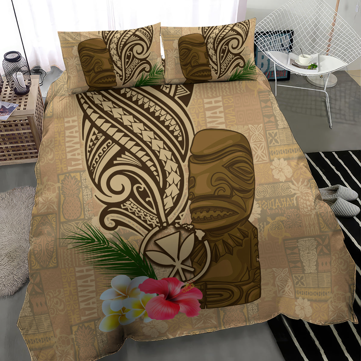 Hawaii Kanaloa Tiki Bedding Set Polynesian Tattoo and Tapa Pattern LT03 - Polynesian Pride